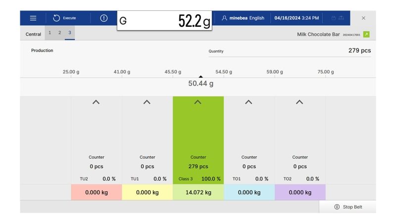 Interface utilisateur pour trieuses pondérales